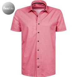 OLYMP Luxor Modern Fit 1252/72/35 Kurzarmhemd, Jersey geruchshemmend, Rot gemustert, Rot