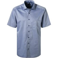 OLYMP Luxor Modern Fit 1262/72/18 Kurzarmhemd, Baumwolle, Blau meliert, Marine
