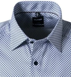 OLYMP Luxor Modern Fit 1304/72/00 Kurzarmhemd, Baumwolle, Weiß-blau gemustert, Weiß -hemdenverkauf 365818 norm2
