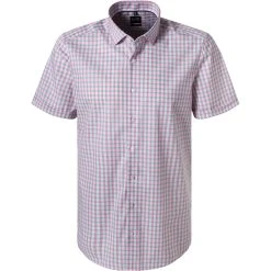 OLYMP Level Five Body Fit 2082/72/81 Kurzarmhemd, Baumwolle, Rosa-grün kariert, Pink