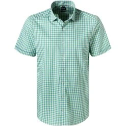 OLYMP Level Five Body Fit 2082/72/45 Kurzarmhemd, Baumwolle, Hellgrün-gelb kariert, Grün