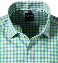 OLYMP Level Five Body Fit 2082/72/45 Kurzarmhemd, Baumwolle, Hellgrün-gelb kariert, Grün -hemdenverkauf 365825 norm2