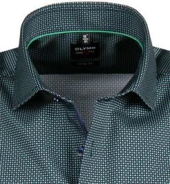 OLYMP Level Five Body Fit 2104/72/45 Kurzarmhemd, Baumwolle, Nachtblau-grün gemustert, Grün -hemdenverkauf 365827 norm2
