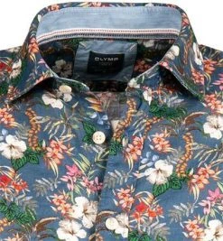 OLYMP Casual Modern Fit 4120/74/18 Hemd, Reines Leinen, Blau gemustert, Marine -hemdenverkauf 365842 norm2