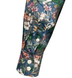 OLYMP Casual Modern Fit 4120/74/18 Hemd, Reines Leinen, Blau gemustert, Marine -hemdenverkauf 365842 norm3