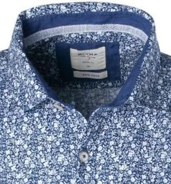 OLYMP Casual Level Five Body Fit 3086/74/18 Hemd, Reines Leinen, Marineblau gemustert, Marine -hemdenverkauf 365957 norm2