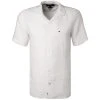Tommy Hilfiger Hemd MW0MW18385/YBR Kurzarmhemd, Regular Fit, Reines Leinen, Weiß