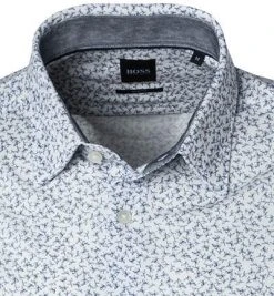 BOSS Hemd Ronni 50449147/489 Slim Fit, Mikrofaser-Baumwolle, Weiß-blau gemustert, Blau-weiß -hemdenverkauf 366166 norm2