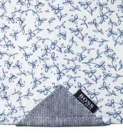 BOSS Hemd Ronni 50449147/489 Slim Fit, Mikrofaser-Baumwolle, Weiß-blau gemustert, Blau-weiß -hemdenverkauf 366166 norm4