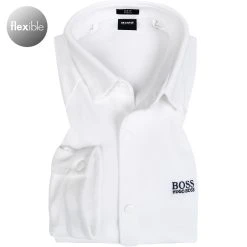 BOSS Hemd Banzi 50448746/100 Slim Fit, Piqué, Weiß