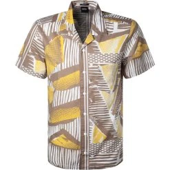 BOSS Hemd Rhythm 50448074/262 Kurzarmhemd, Regular Fit, Baumwolle, Beige-gelb gemustert, Beige