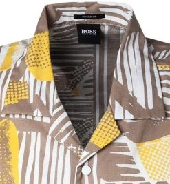 BOSS Hemd Rhythm 50448074/262 Kurzarmhemd, Regular Fit, Baumwolle, Beige-gelb gemustert, Beige -hemdenverkauf 366248 norm2