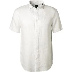 ARMANI EXCHANGE Hemd 3KZC37/ZNCFZ/1100 Kurzarmhemd, Regular Fit, Reines Leinen, Reinweiß, Weiß