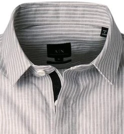 ARMANI EXCHANGE Hemd 3KZC29/ZNLNZ/5966 Kurzarmhemd, Regular Fit, Leinen, Hellgrau-weiß gestreift, Hellgrau-weiß -hemdenverkauf 366283 norm2