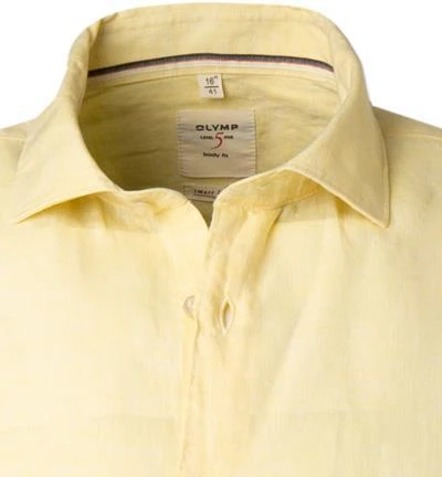 OLYMP Level Five Body Fit smartbusiness 3556/74/51 Hemd, Reines Leinen, Pastellgelb meliert, Gelb 3 OLYMP Level Five Body Fit smartbusiness 3556/74/51 Hemd, Reines Leinen, Pastellgelb meliert, Gelb – Bild 3