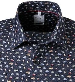 OLYMP Luxor Comfort Fit 1072/72/18 Kurzarmhemd, Baumwolle, Marineblau gemustert, Marine -hemdenverkauf 366331 norm2