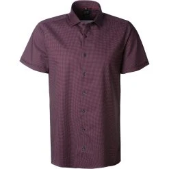 OLYMP Level Five Body Fit 2104/72/35 Kurzarmhemd, Baumwolle, Rot-marine gemustert, Rot