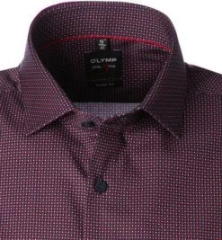 OLYMP Level Five Body Fit 2104/72/35 Kurzarmhemd, Baumwolle, Rot-marine gemustert, Rot -hemdenverkauf 366393 norm2