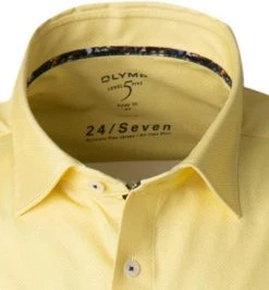 OLYMP Level Five Body Fit 2014/72/51 Kurzarmhemd, Jersey geruchshemmend, Gelb-weiß gemustert , Gelb -hemdenverkauf 366403 norm2