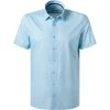 OLYMP Luxor Modern Fit 1252/72/11 Kurzarmhemd, Jersey geruchshemmend, Bleu gemustert, Bleu