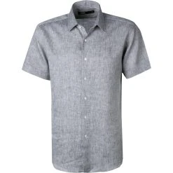 KARL LAGERFELD Hemd 605500/60/511667/910 Kurzarmhemd, Modern Fit, Reines Leinen, Grau meliert, Grau