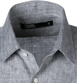 KARL LAGERFELD Hemd 605500/60/511667/910 Kurzarmhemd, Modern Fit, Reines Leinen, Grau meliert, Grau -hemdenverkauf 366614 norm2