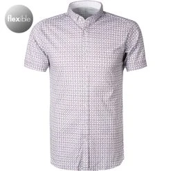 DESOTO Hemd Modern B.D. 41231-3/321 Kurzarmhemd, Jersey, Weiß-orange gemustert, Weiß-rost