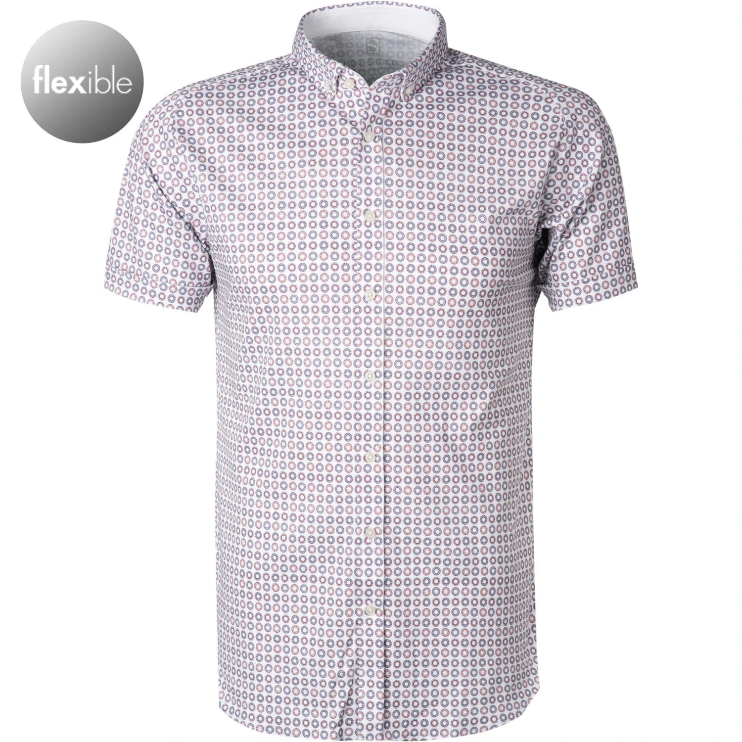 DESOTO Hemd Modern B.D. 41231-3/321 Kurzarmhemd, Jersey, Weiß-orange gemustert, Weiß-rost 1 DESOTO Hemd Modern B.D. 41231-3/321 Kurzarmhemd, Jersey, Weiß-orange gemustert, Weiß-rost