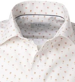 ETON Hemd 1000/02263/45 Kurzarmhemd, Slim Fit, Baumwolle, Weiß-orange gemustert, Weiß-gelb-orange -hemdenverkauf 367006 norm2