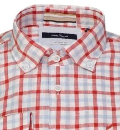 Daniel Hechter Hemd 60256/111604/340 Modern Fit, Leinen, Rot-hellblau kariert, Rot -hemdenverkauf 367020 norm2