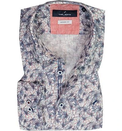Daniel Hechter Hemd 60254/111612/645 Modern Fit, Reines Leinen, Blau-wollweiß gemustert, Blau-rot 2 Daniel Hechter Hemd 60254/111612/645 Modern Fit, Reines Leinen, Blau-wollweiß gemustert, Blau-rot – Bild 2