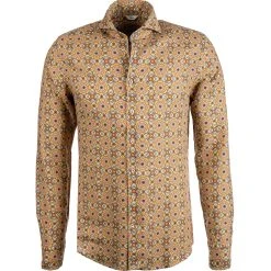 Stenströms Hemd 775221/8187/731 Slimline, Reines Leinen, Multicolour gemustert, Multicolor