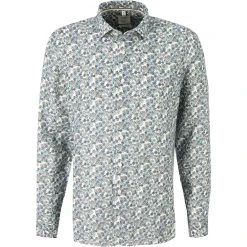 OLYMP Level Five Body Fit smartbusiness 3564/74/00 Hemd, Reines Leinen, Weiß-blau gemustert, Weiß