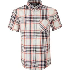 TOMMY JEANS Hemd DM0DM10163/YBR Kurzarmhemd, Bio Baumwolle, Weiß-rot kariert, Weiß