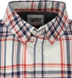 TOMMY JEANS Hemd DM0DM10163/YBR Kurzarmhemd, Bio Baumwolle, Weiß-rot kariert, Weiß -hemdenverkauf 367173 norm2