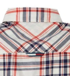 TOMMY JEANS Hemd DM0DM10163/YBR Kurzarmhemd, Bio Baumwolle, Weiß-rot kariert, Weiß -hemdenverkauf 367173 norm4