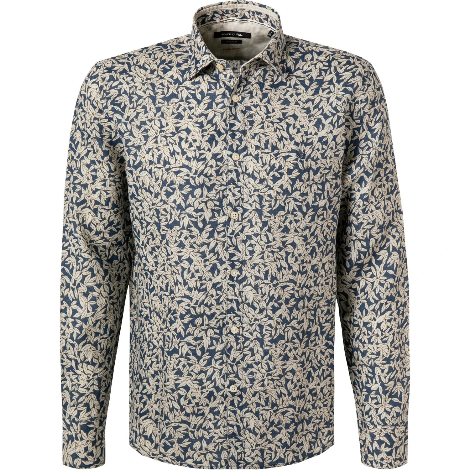 Marc O'Polo Hemd 123 7345 42080/H83 Regular Fit, Reines Leinen, Beige-blau gemustert, Beige-dunkelblau 1 Marc O'Polo Hemd 123 7345 42080/H83 Regular Fit, Reines Leinen, Beige-blau gemustert, Beige-dunkelblau