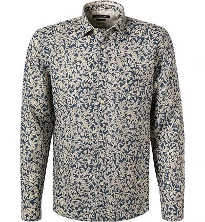 Marc O'Polo Hemd 123 7345 42080/H83 Regular Fit, Reines Leinen, Beige-blau gemustert, Beige-dunkelblau 2 Marc O'Polo Hemd 123 7345 42080/H83 Regular Fit, Reines Leinen, Beige-blau gemustert, Beige-dunkelblau – Bild 2