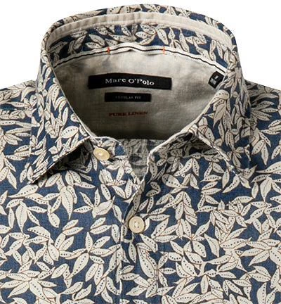 Marc O'Polo Hemd 123 7345 42080/H83 Regular Fit, Reines Leinen, Beige-blau gemustert, Beige-dunkelblau 3 Marc O'Polo Hemd 123 7345 42080/H83 Regular Fit, Reines Leinen, Beige-blau gemustert, Beige-dunkelblau – Bild 3