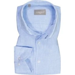 fakts Hemd 6018/211 Slim Fit, Reines Leinen, Hellblau