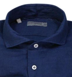 fakts Hemd 6018/291 Slim Fit, Reines Leinen, Dunkelblau -hemdenverkauf 367270 norm2