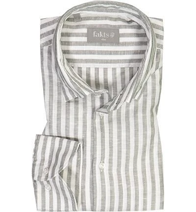 fakts Hemd 6020/313 Slim Fit, Leinen, Graugrün-weiß gestreift, Hellgrau 2 fakts Hemd 6020/313 Slim Fit, Leinen, Graugrün-weiß gestreift, Hellgrau – Bild 2