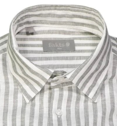fakts Hemd 6020/313 Slim Fit, Leinen, Graugrün-weiß gestreift, Hellgrau 3 fakts Hemd 6020/313 Slim Fit, Leinen, Graugrün-weiß gestreift, Hellgrau – Bild 3