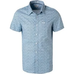 Pepe Jeans Hemd Pierce PM307076/551 Kurzarmhemd, Slim Fit, Popeline, Blau gemustert, Blau
