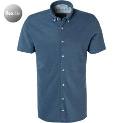 Pierre Cardin Hemd 03621/000/27460/9021 Kurzarmhemd, Slim Fit, Piqué, Indigo meliert , Indigo