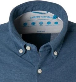 Pierre Cardin Hemd 03621/000/27460/9021 Kurzarmhemd, Slim Fit, Piqué, Indigo meliert , Indigo -hemdenverkauf 367327 norm2