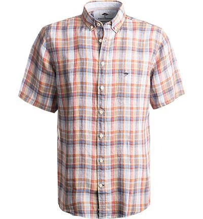 Fynch-Hatton Hemd 1121 6051/6053 Kurzarmhemd, Casual Fit, Reines Leinen, Blau-orange kariert, Blau-orange-rot 2 Fynch-Hatton Hemd 1121 6051/6053 Kurzarmhemd, Casual Fit, Reines Leinen, Blau-orange kariert, Blau-orange-rot – Bild 2