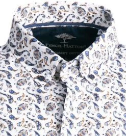 Fynch-Hatton Hemd 1121 6081/6080 Kurzarmhemd, Casual Fit, Popeline, Weiß-blau paisley, Weiß-blau -hemdenverkauf 367387 norm2