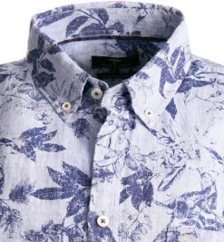 Fynch-Hatton Hemd 1121 9011/9013 Kurzarmhemd, Casual Fit, Reines Leinen, Blau gemustert, Blau -hemdenverkauf 367390 norm2