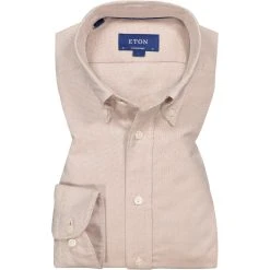 ETON Hemd 9375/59396/35 Contemporary Fit, Baumwolle, Braun meliert, Braun-weiß